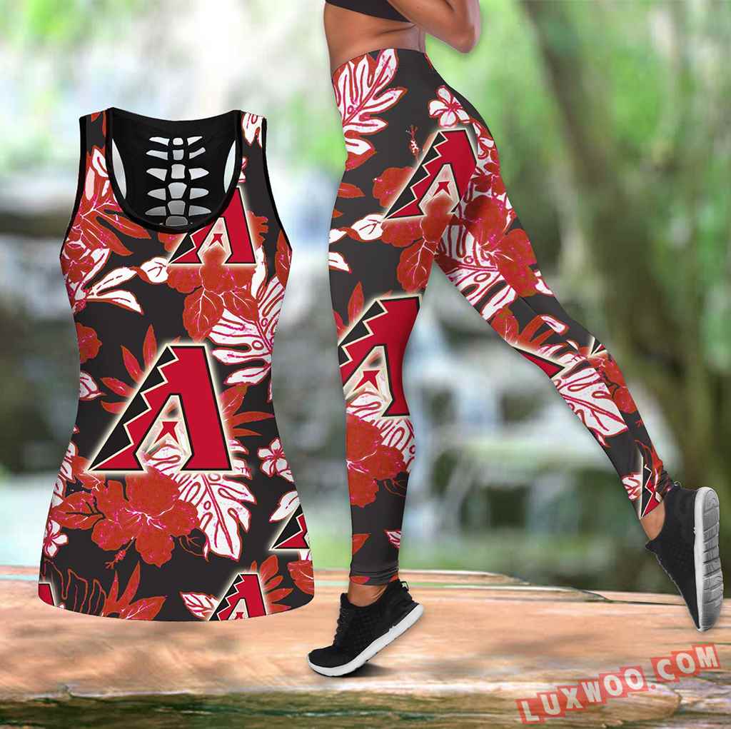 Combo Arizona Diamondbacks Hawaiian Tropical Flower Hollow Tanktop Legging Set Outfit K1563