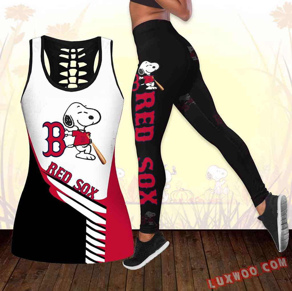 Combo Boston Red Sox Snoopy Hollow Tanktop Legging Set Outfit K1729