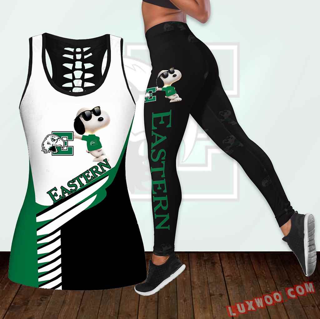 Combo Eastern Michigan Eagles Snoopy Hollow Tanktop Legging Set Outfit K1813