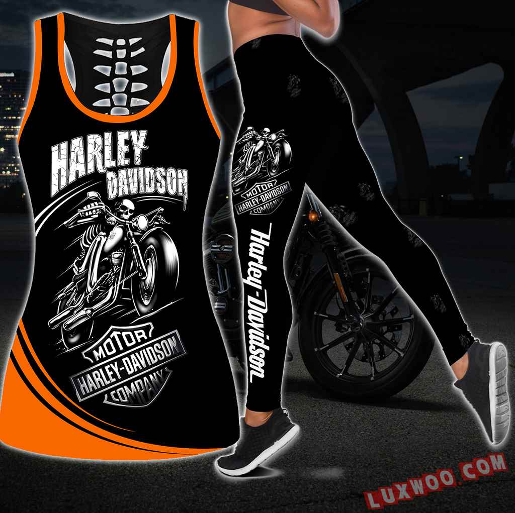 Combo Harley Davidson Hollow Tanktop Legging Set Outfit S1038