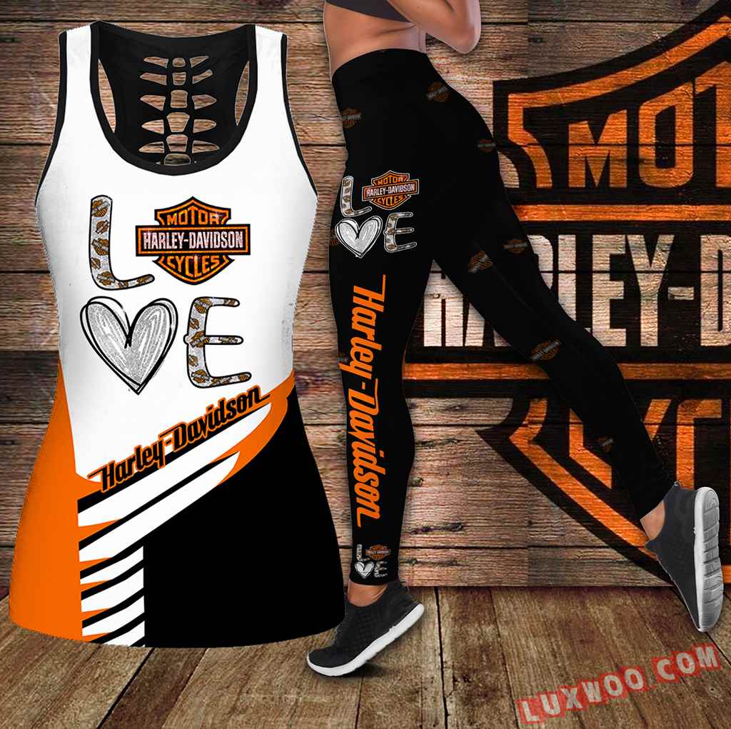 Combo Harley Davidson Love Hollow Tanktop Legging Set Outfit K1695 ...
