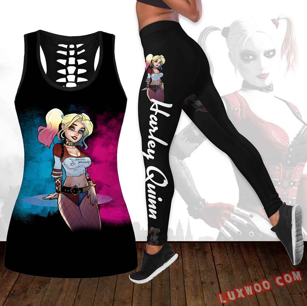 Combo Harley Quinn Hollow Tanktop Legging Set Outfit K1669