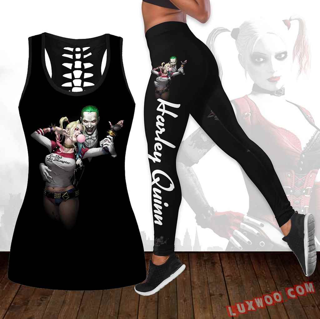 Combo Harley Quinn Hollow Tanktop Legging Set Outfit K1681