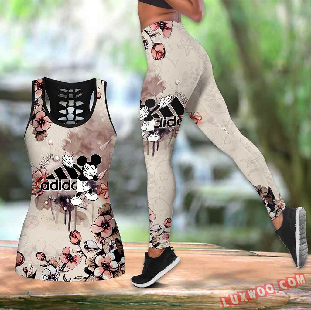 Combo Mickey Mouse Adidas Hollow Tanktop Legging Set Outfit K1602