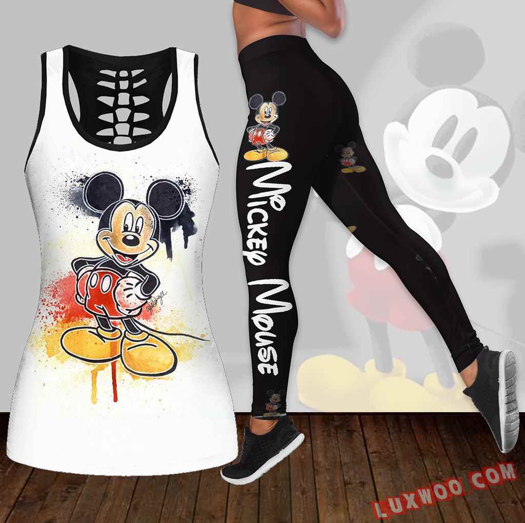 Combo Mickey Mouse Hollow Tanktop Legging Set Outfit K1693