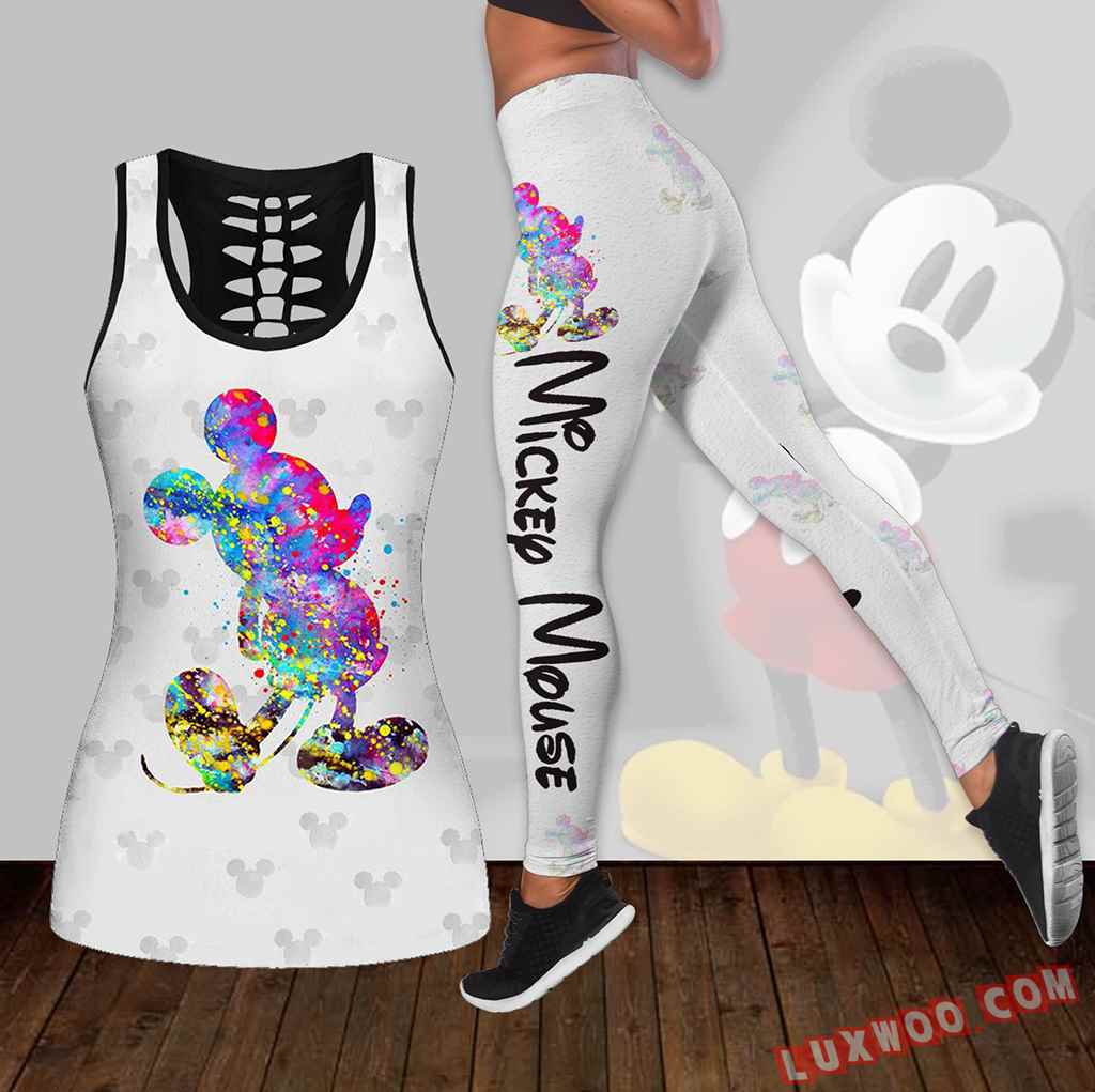 Combo Mickey Mouse Hollow Tanktop Legging Set Outfit K1703
