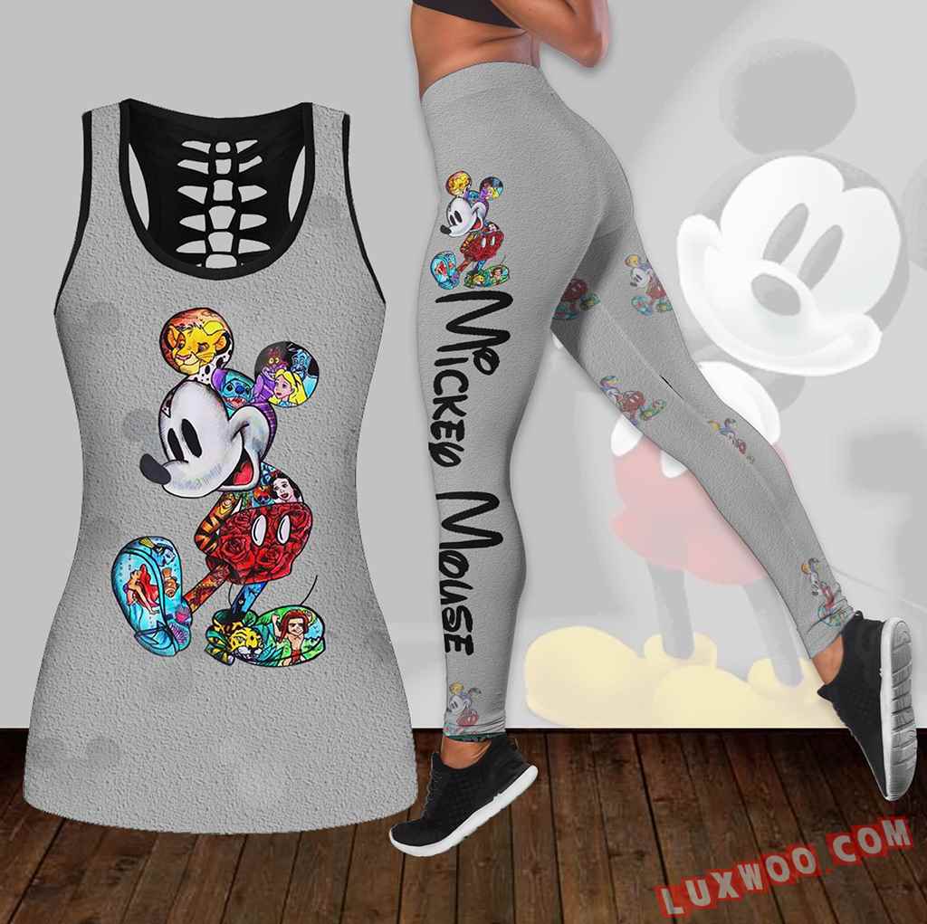 Combo Mickey Mouse Hollow Tanktop Legging Set Outfit K1705