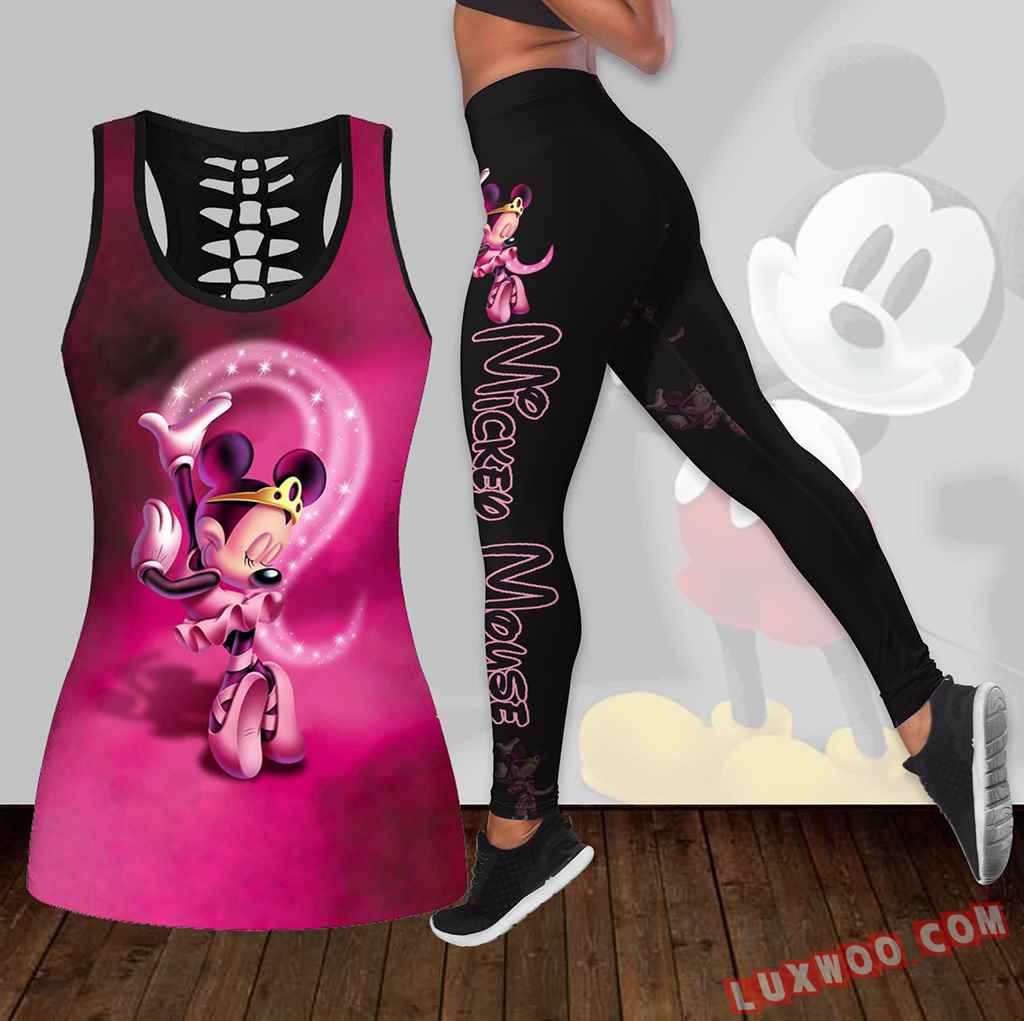 Combo Mickey Mouse Hollow Tanktop Legging Set Outfit K1718