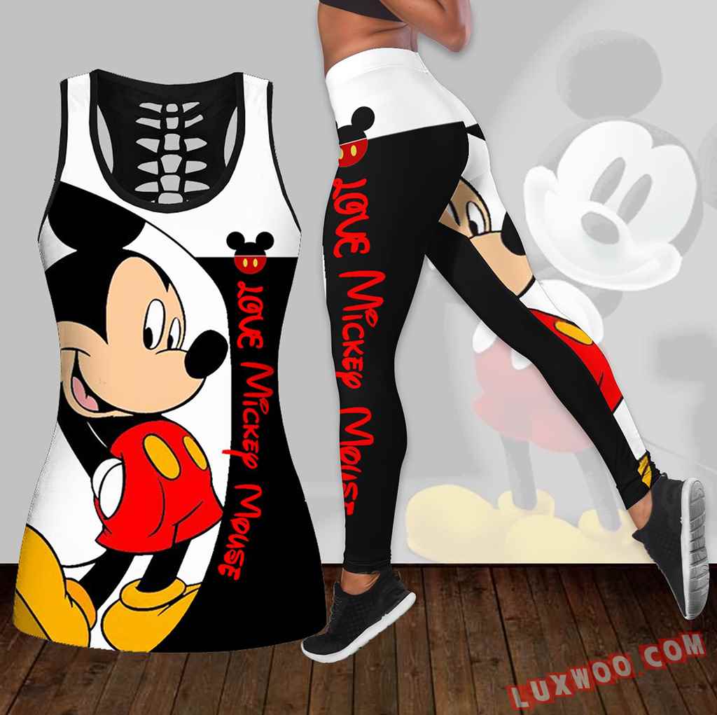 Combo Mickey Mouse New Hollow Tanktop Legging Set Outfit K1777