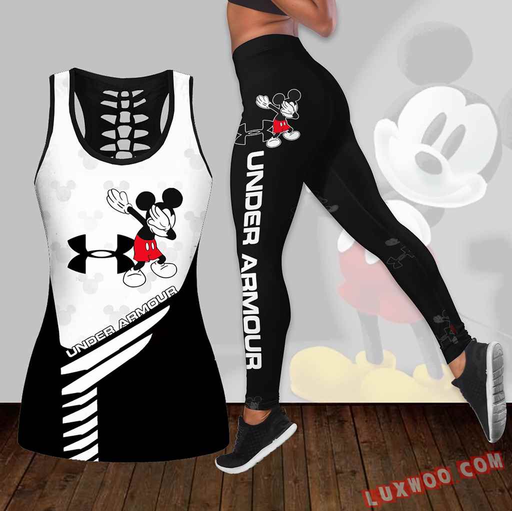 Combo Mickey Mouse Under Armour New Hollow Tanktop Legging Set Outfit K1578