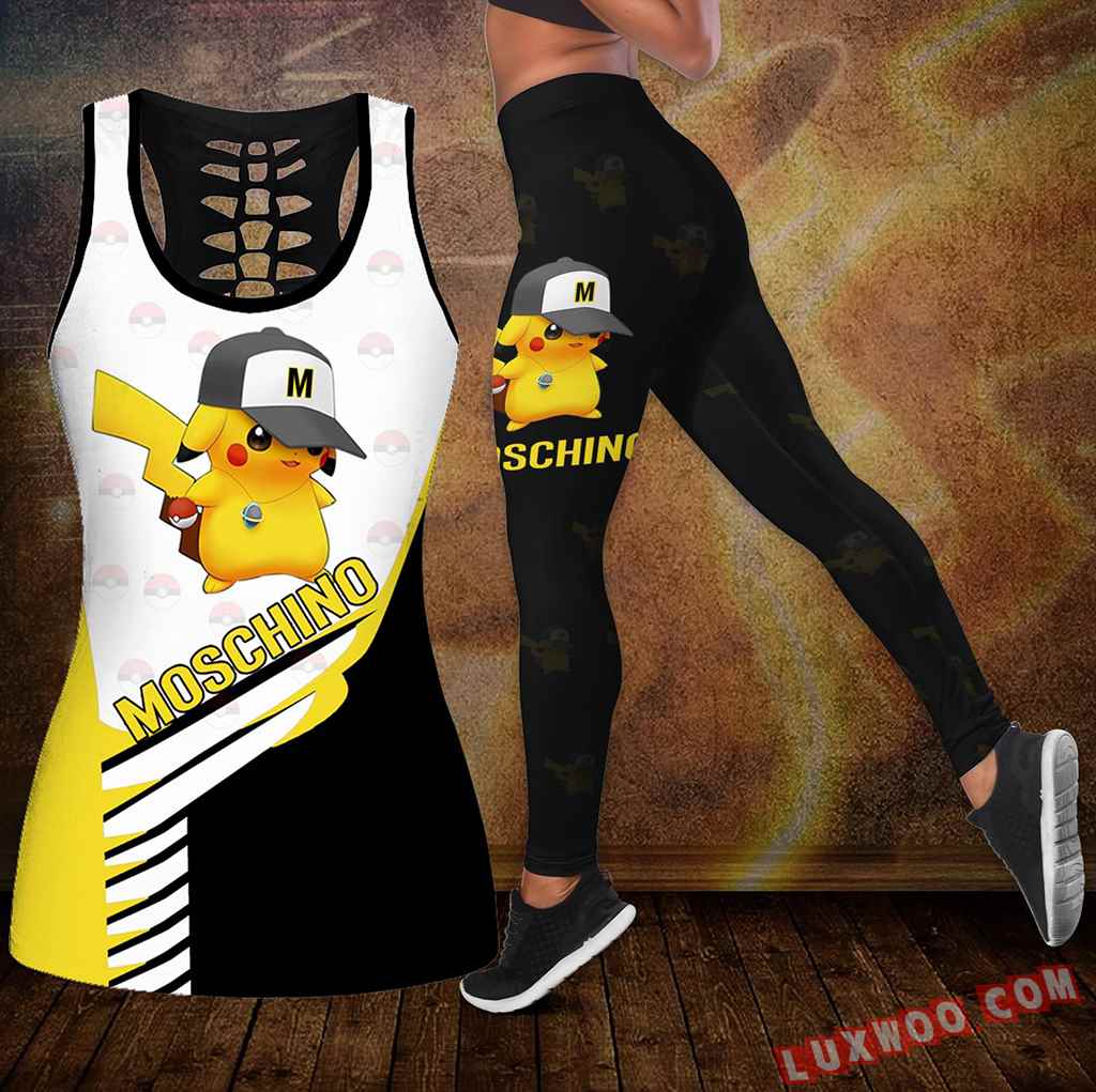 Combo Moschino New Pikachu Hollow Tanktop Legging Set Outfit S1105