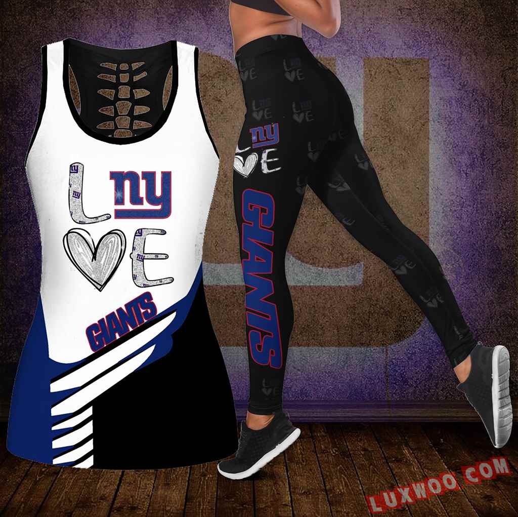 Combo New York Giants Love Hollow Tanktop Legging Set Outfit K1925