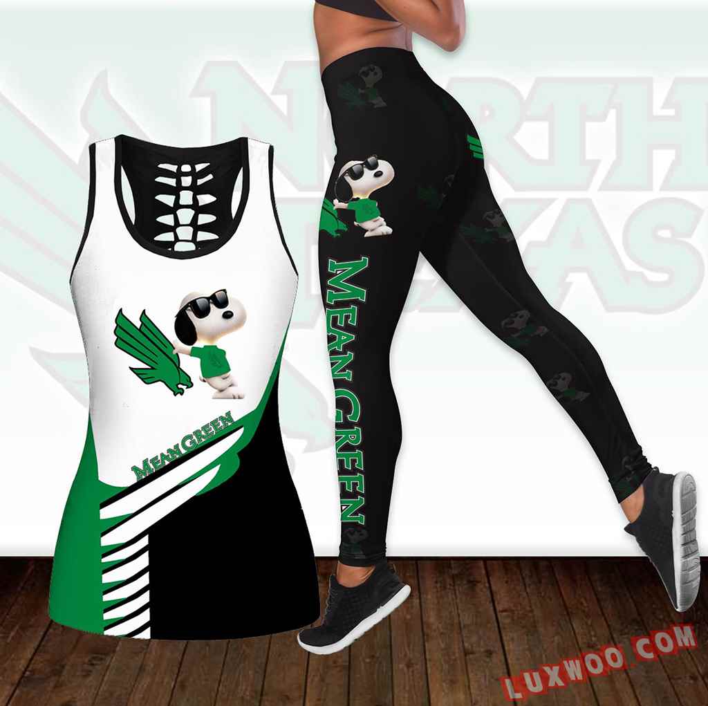 Combo North Texas Mean Green Snoopy Hollow Tanktop Legging Set Outfit K1852