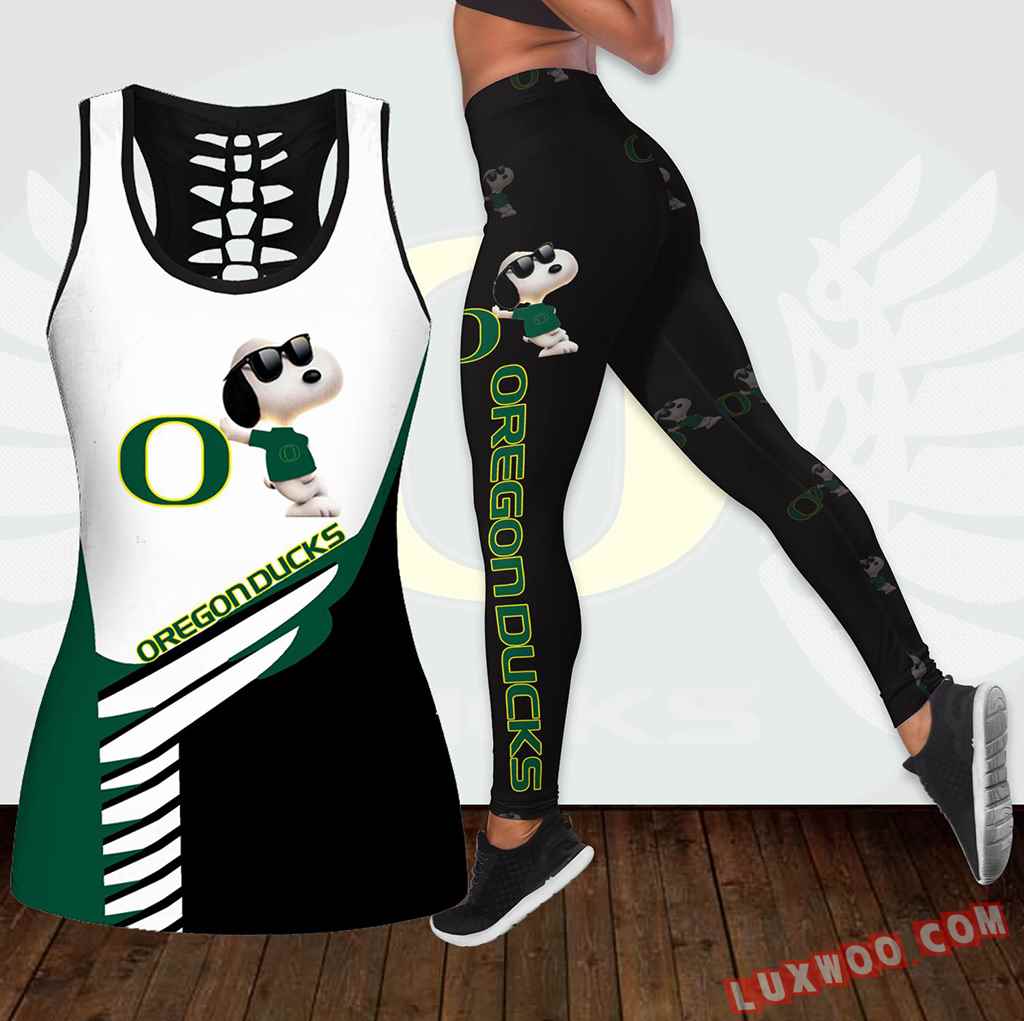 Combo Oregon Ducks Snoopy Hollow Tanktop Legging Set Outfit K1859