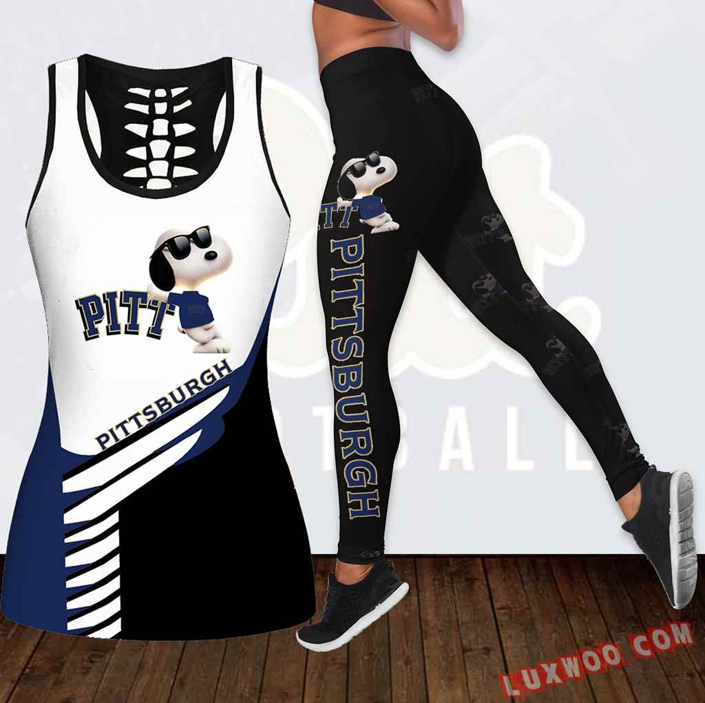 Combo Pittsburgh Panthers Snoopy Hollow Tanktop Legging Set Outfit K1828