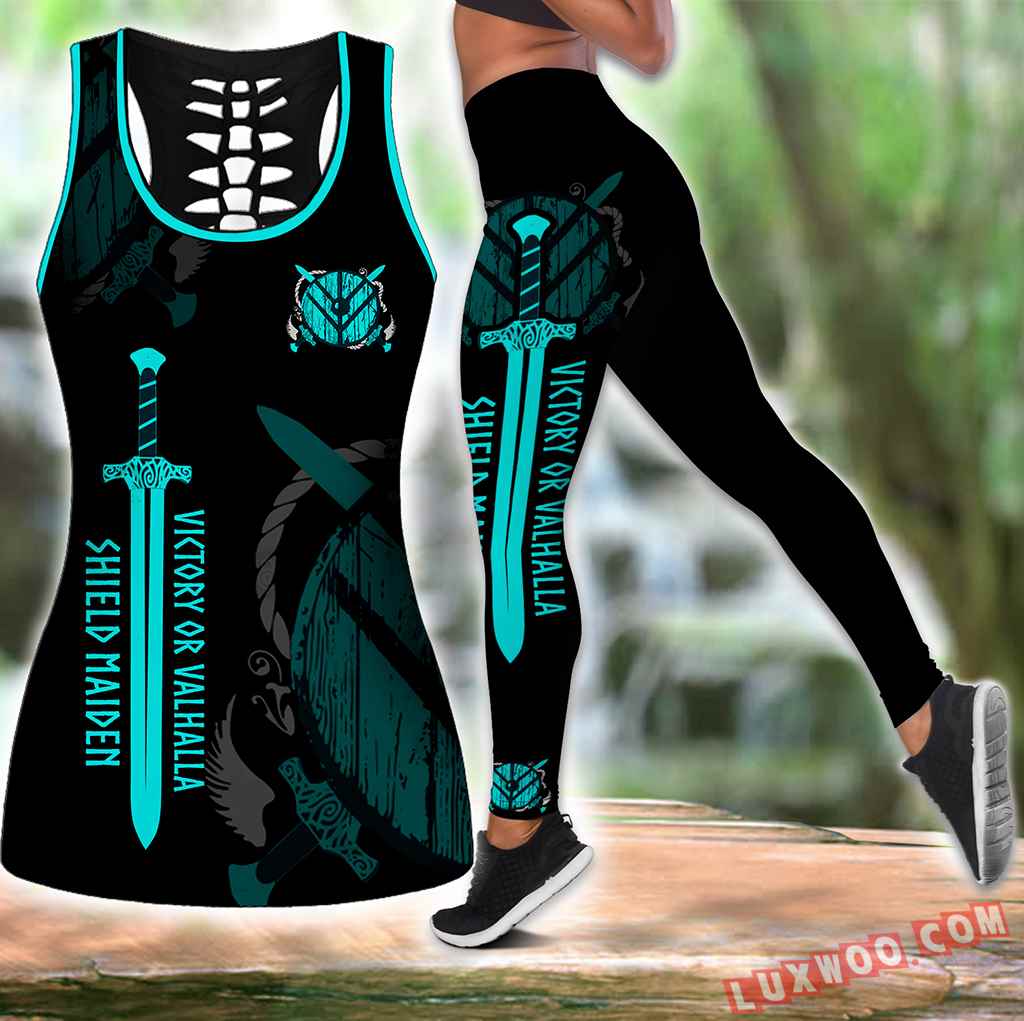 Combo Shield-maiden Hollow Tanktop Legging Set Outfit S1338
