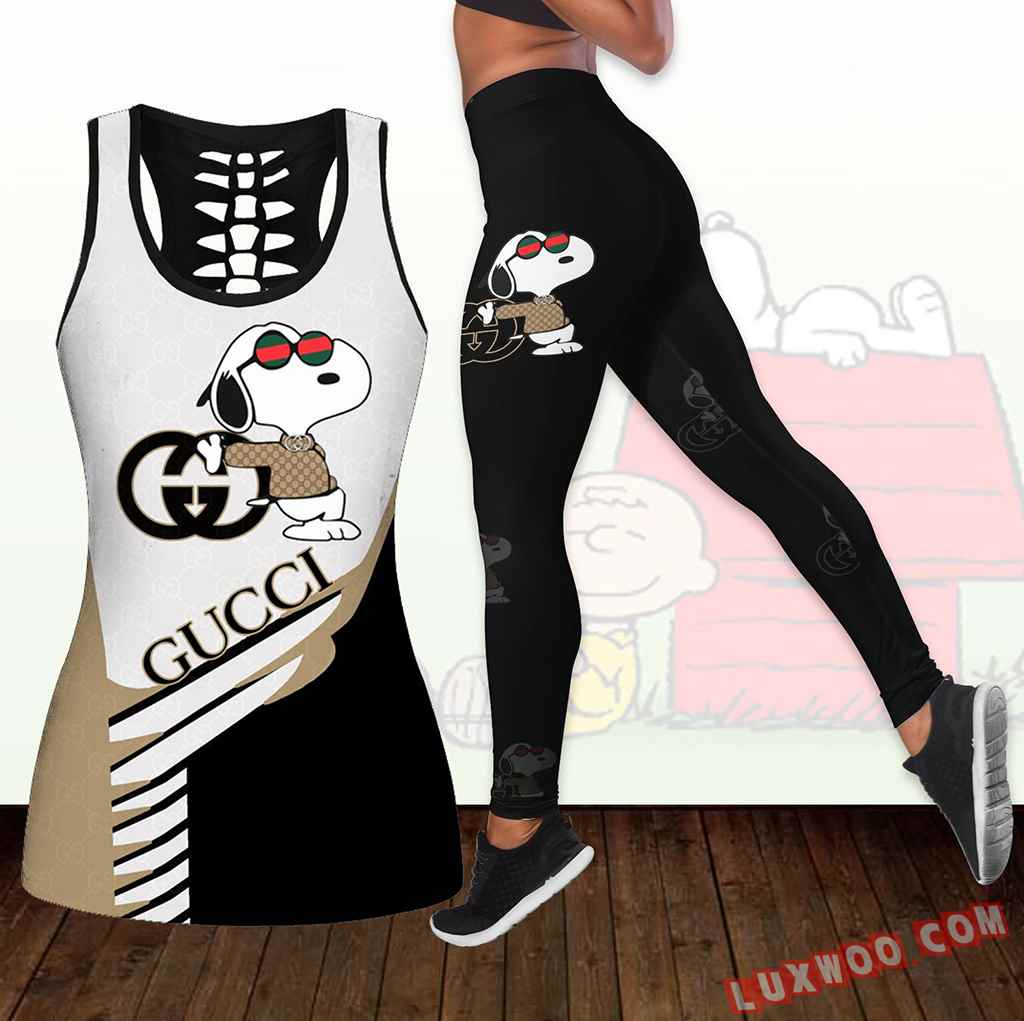 Combo Snoopy Gucci Hollow Tanktop Legging Set Outfit K1684