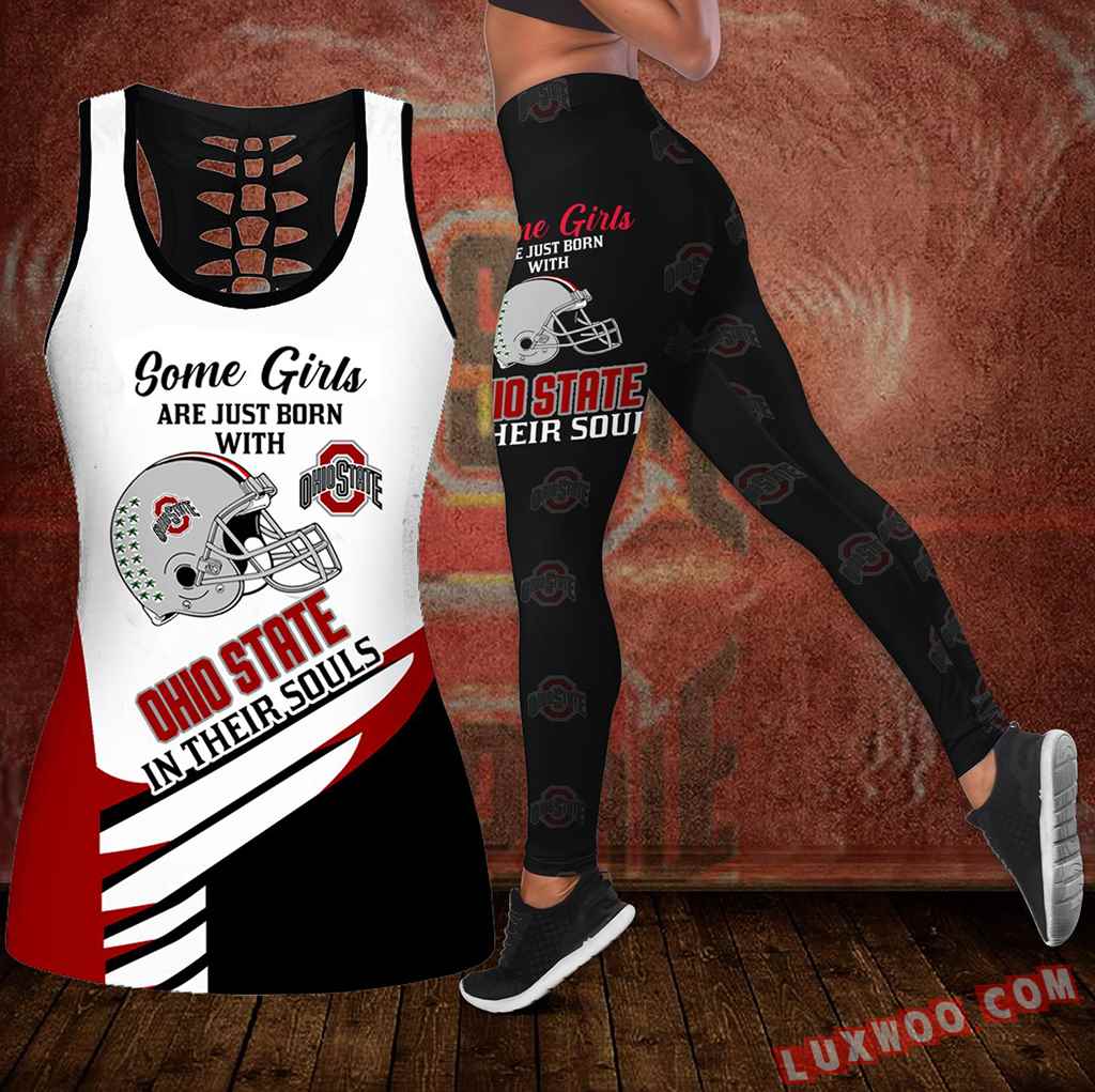 Combo Some Girls Ohio State Buckeyes Hollow Tanktop Legging Set Outfit S1005