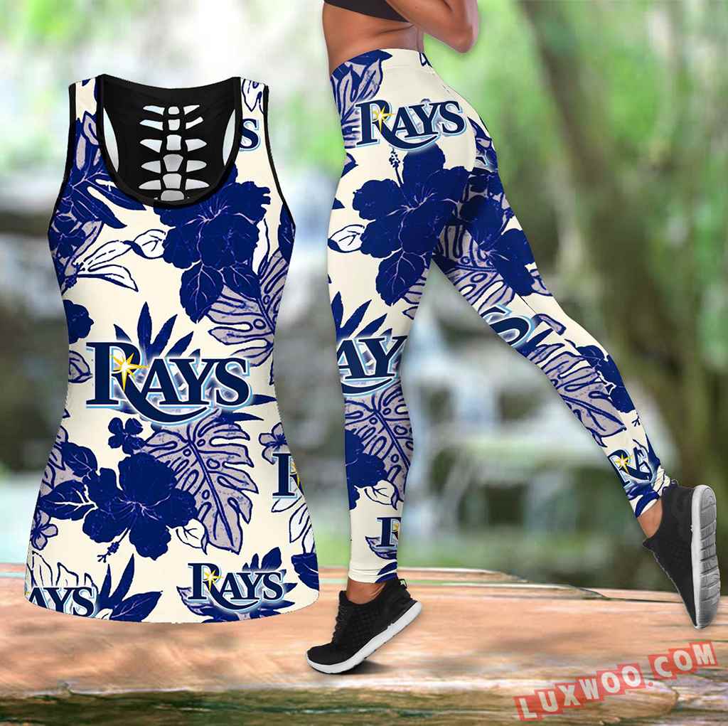 Combo Tampa Bay Rays Hawaiian Tropical Flower Hollow Tanktop Legging Set Outfit V1579