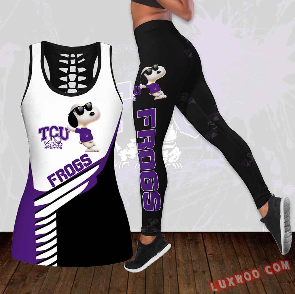 Combo Tcu Horned Frogs Snoopy Hollow Tanktop Legging Set Outfit K1790