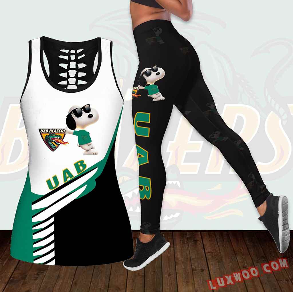 Combo Uab Blazers Snoopy Hollow Tanktop Legging Set Outfit K1854