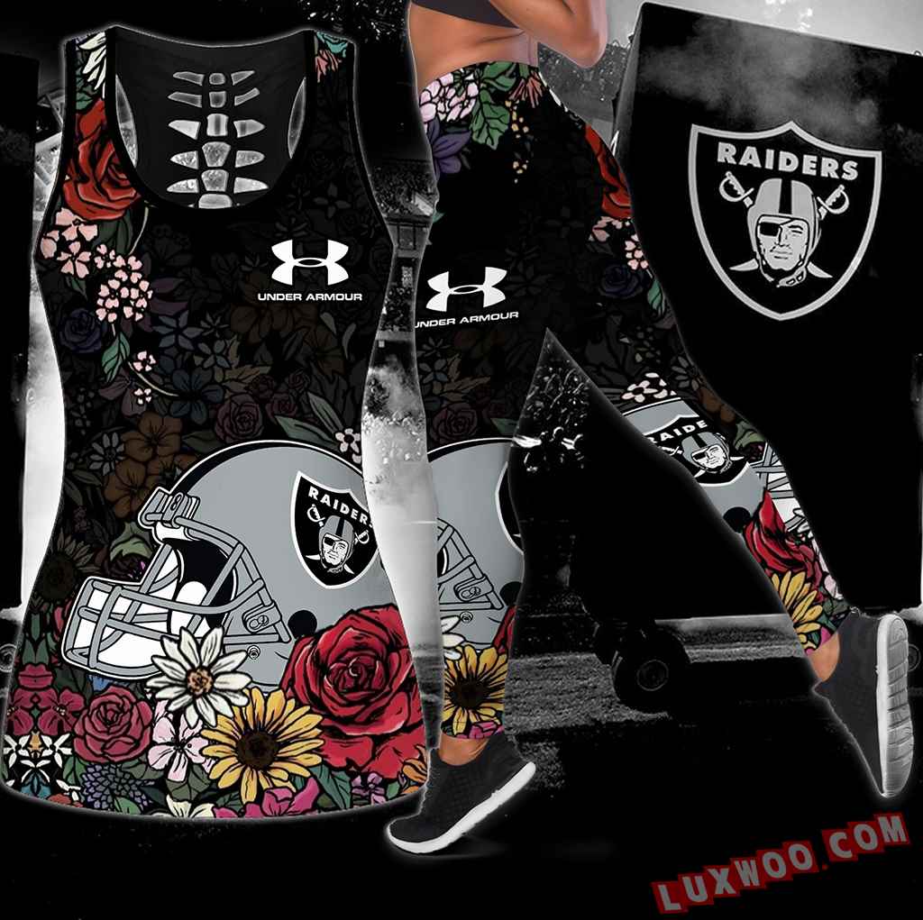 Combo Under Armour Oakland Raiders Hollow Tanktop Legging Set Outfit S1028