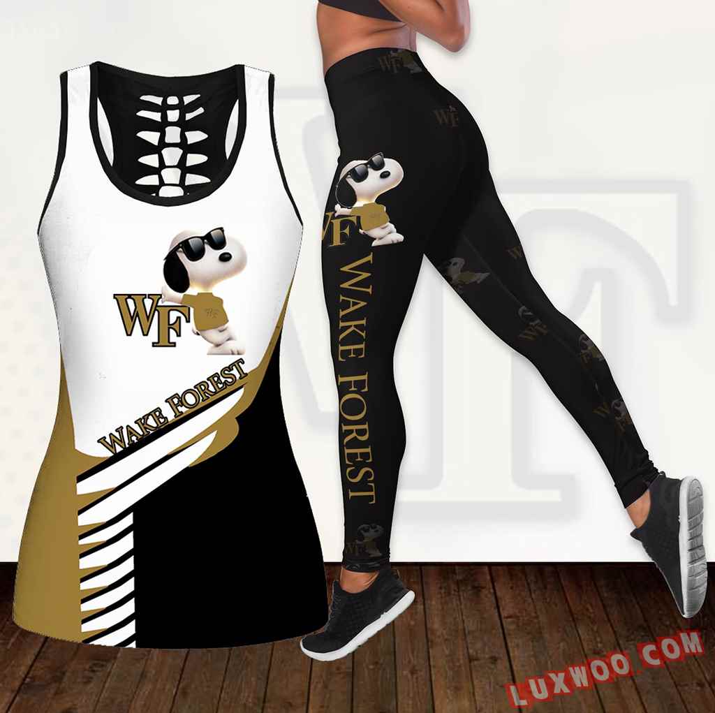 Combo Wake Forest Demon Deacons Snoopy Hollow Tanktop Legging Set Outfit K1823