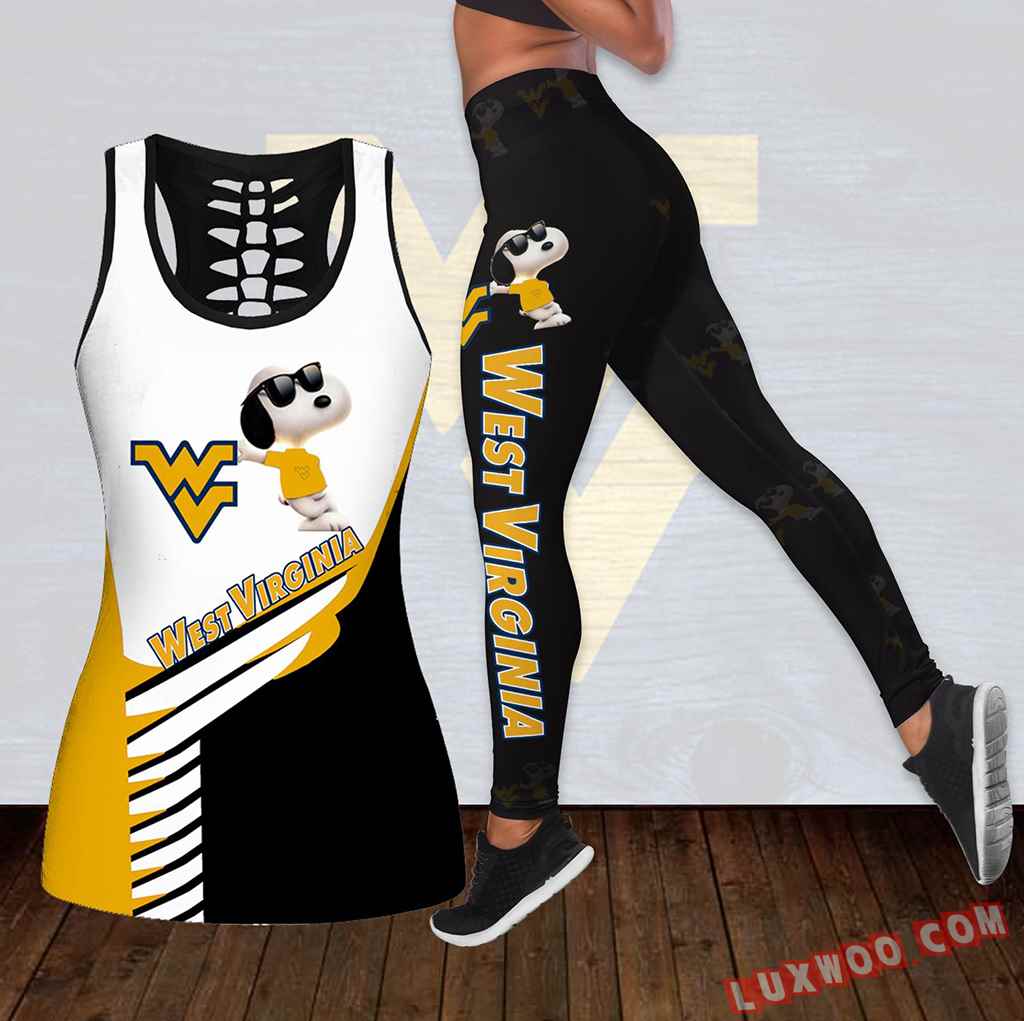 Combo West Virginia Mountaineers Snoopy Hollow Tanktop Legging Set Outfit K1792