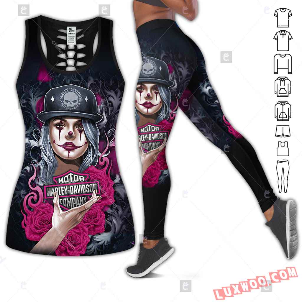 Love Motorbike Hollow Out Tank Top And Leggings Bc624