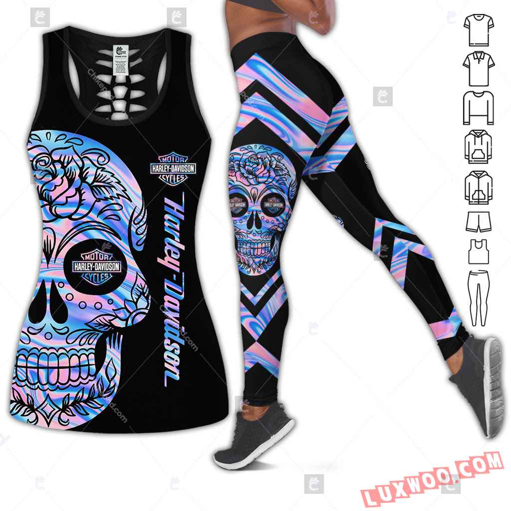 Love Motorbike Hollow Out Tank Top And Leggings Bc703