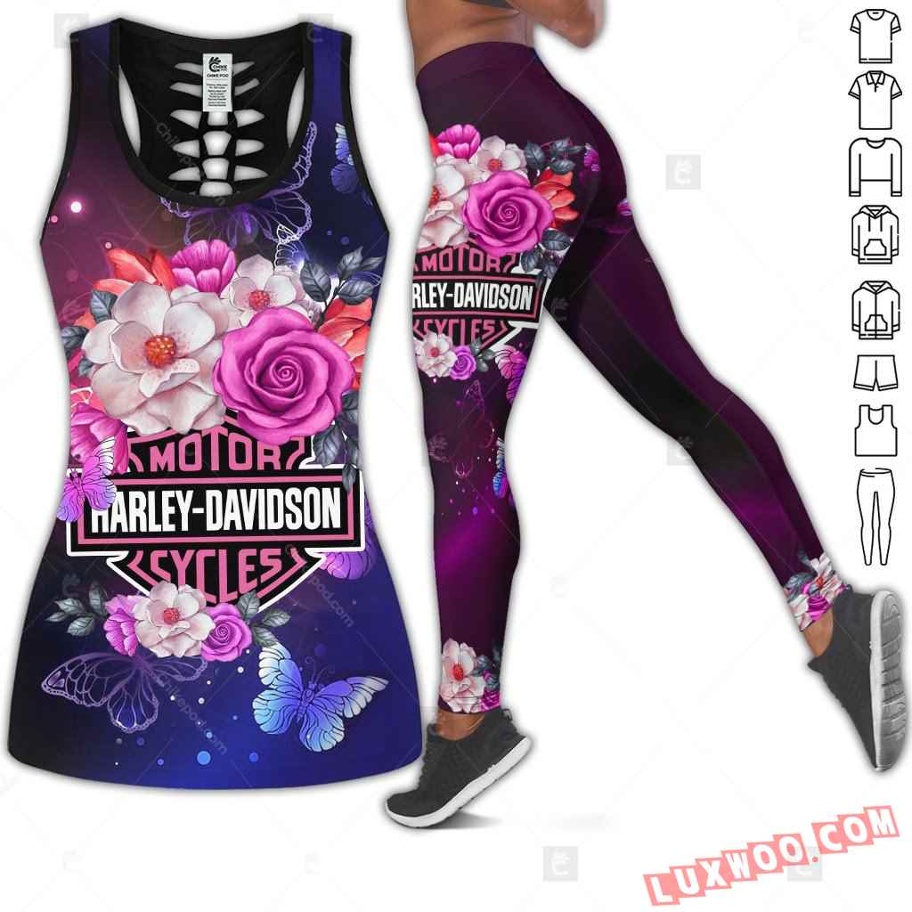 Love Motorbike Hollow Out Tank Top And Leggings Cm336