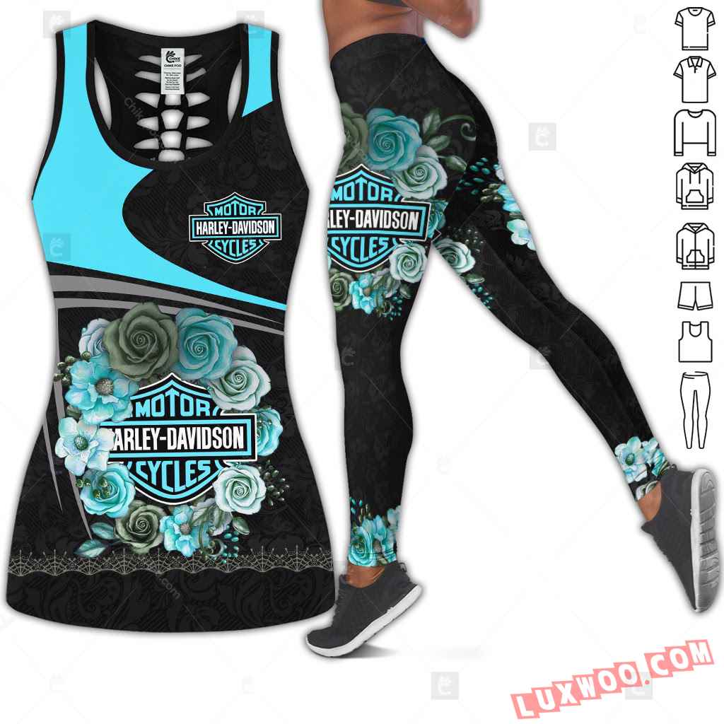 Love Motorbike Hollow Out Tank Top And Leggings Cm510