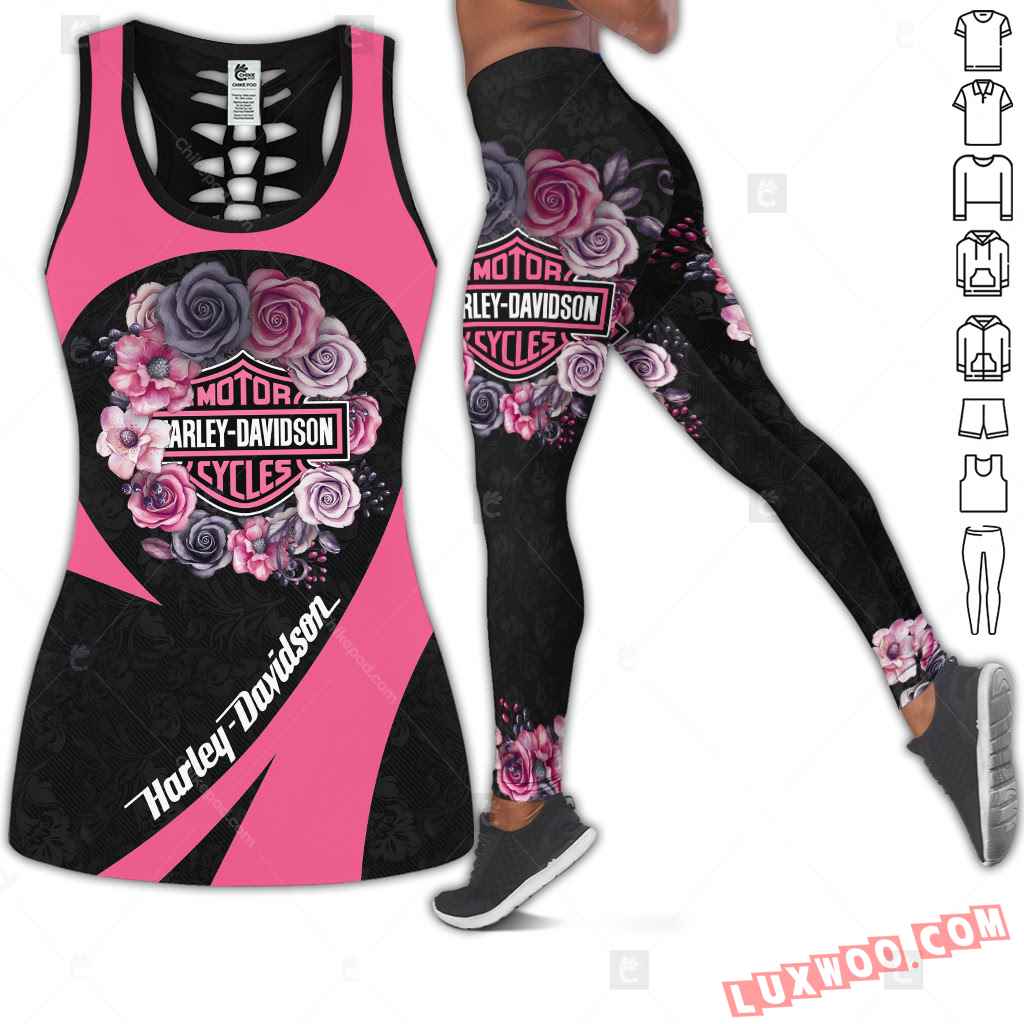 Love Motorbike Hollow Out Tank Top And Leggings Cm516