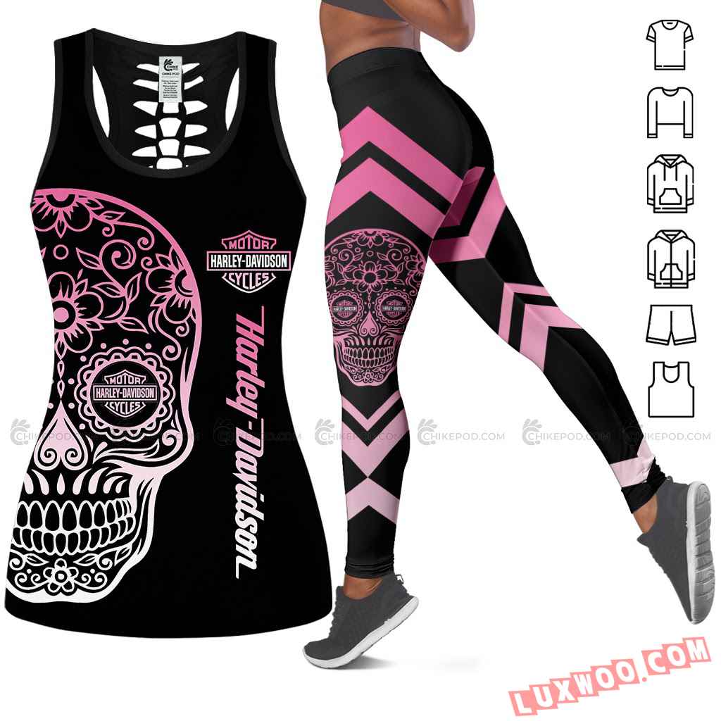 Love Motorbike Hollow Out Tank Top And Leggings Ts321