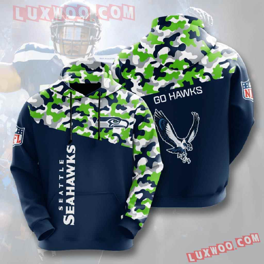 Nfl Seattle Seahawks 3d Hoodies Printed Zip Hoodies Sweatshirt Jacket V5