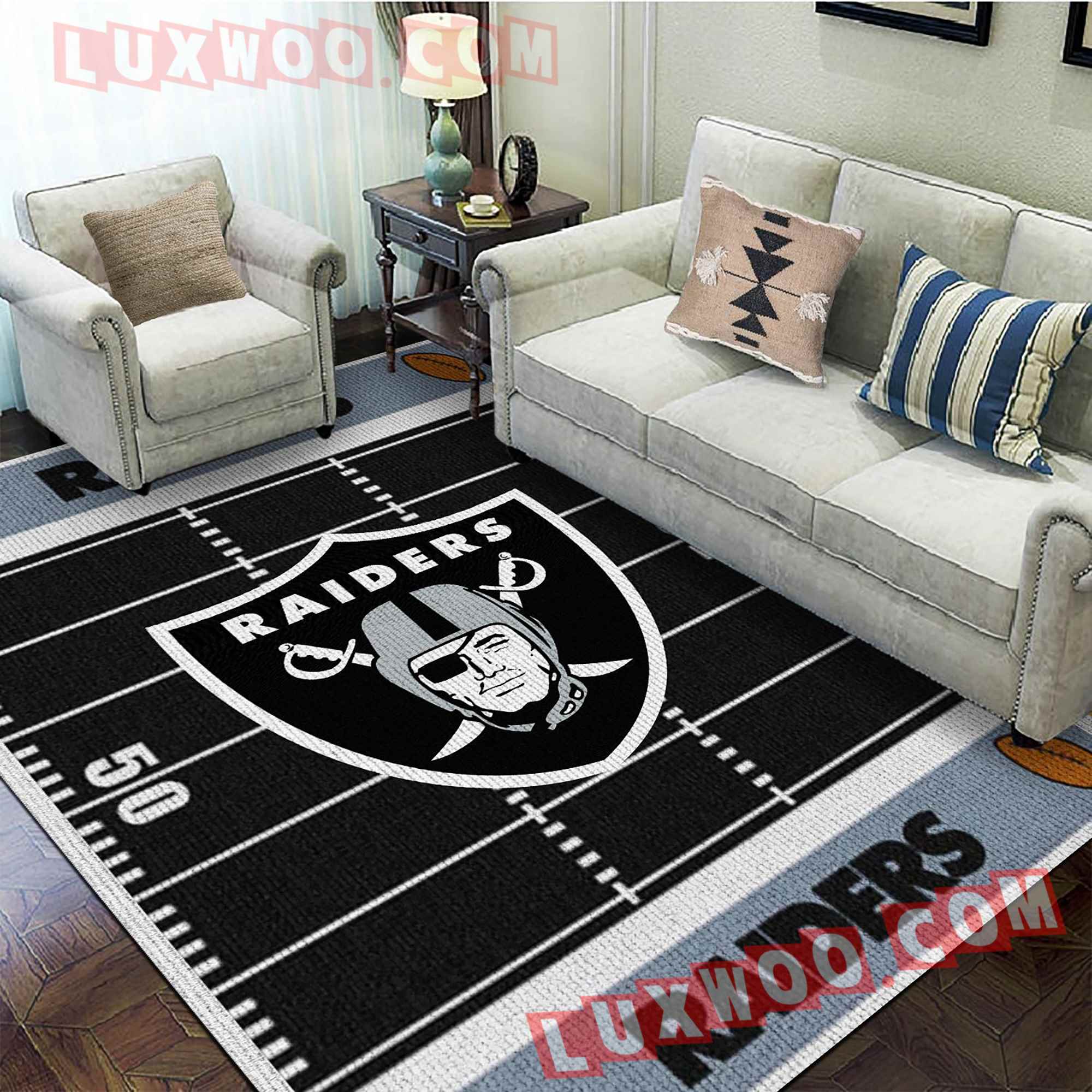 Oakland Raiders Nfl 3d Living Room Rugs V1