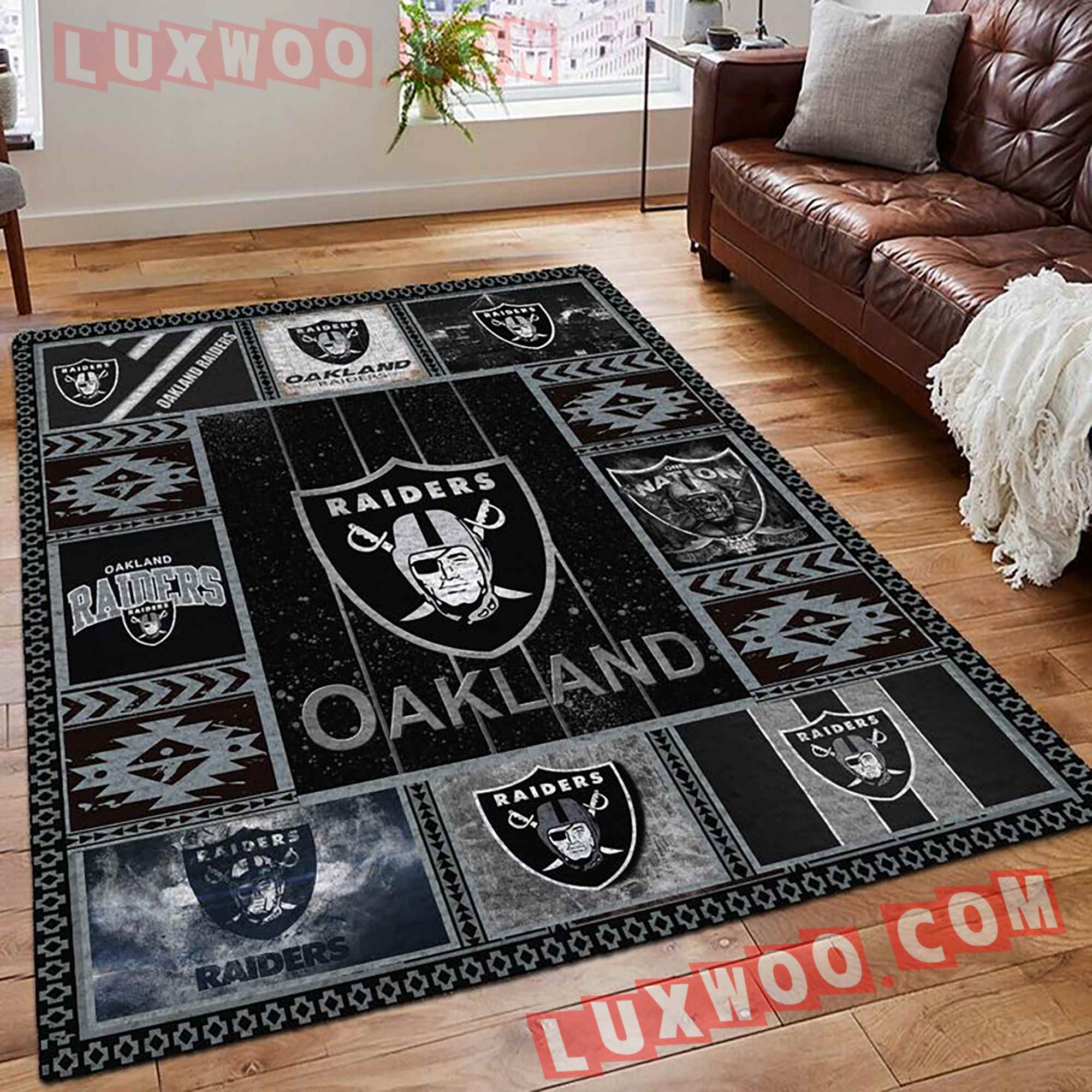 Oakland Raiders Nfl 3d Living Room Rugs V10