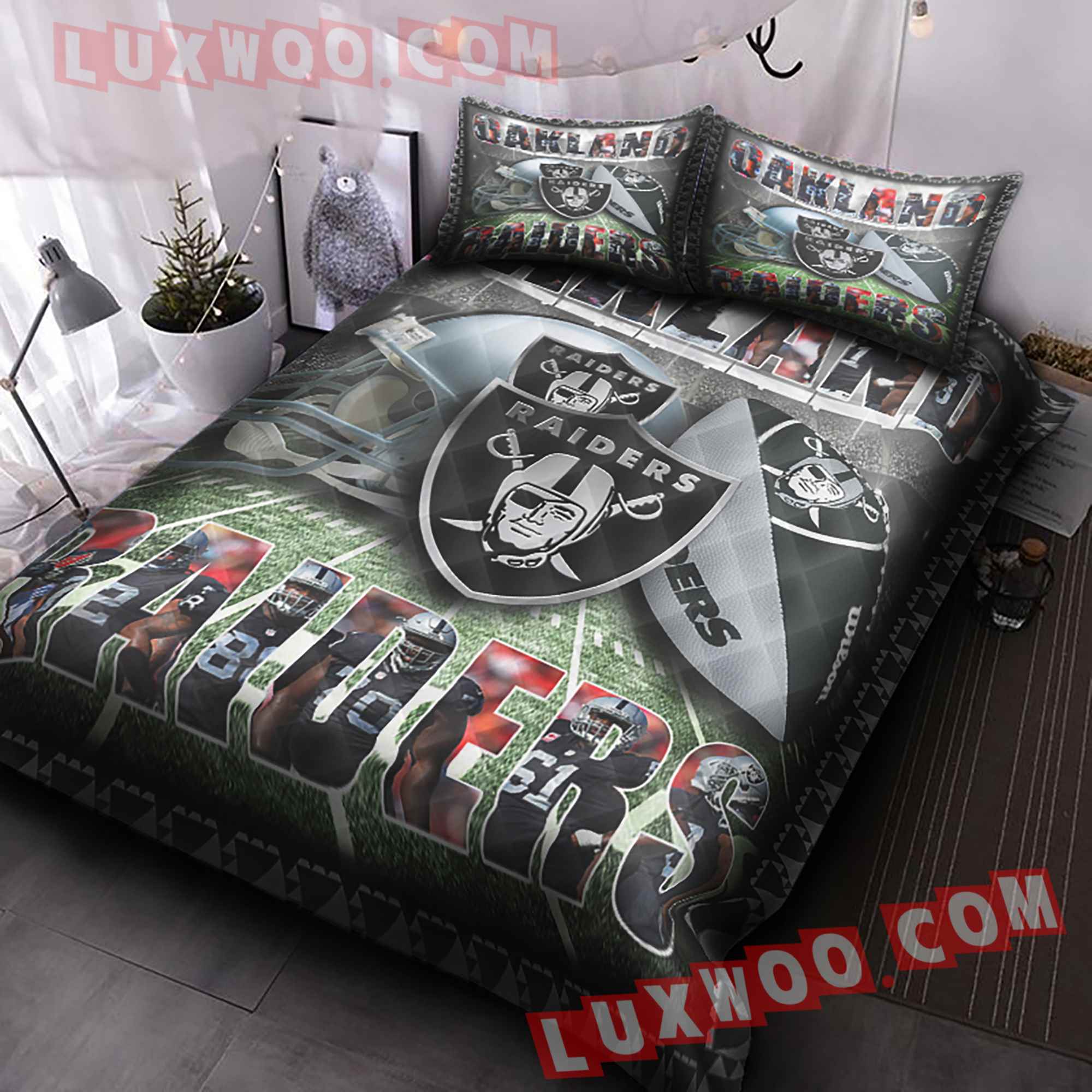 Oakland Raiders Nfl 3d Quilt Bedding Set V2