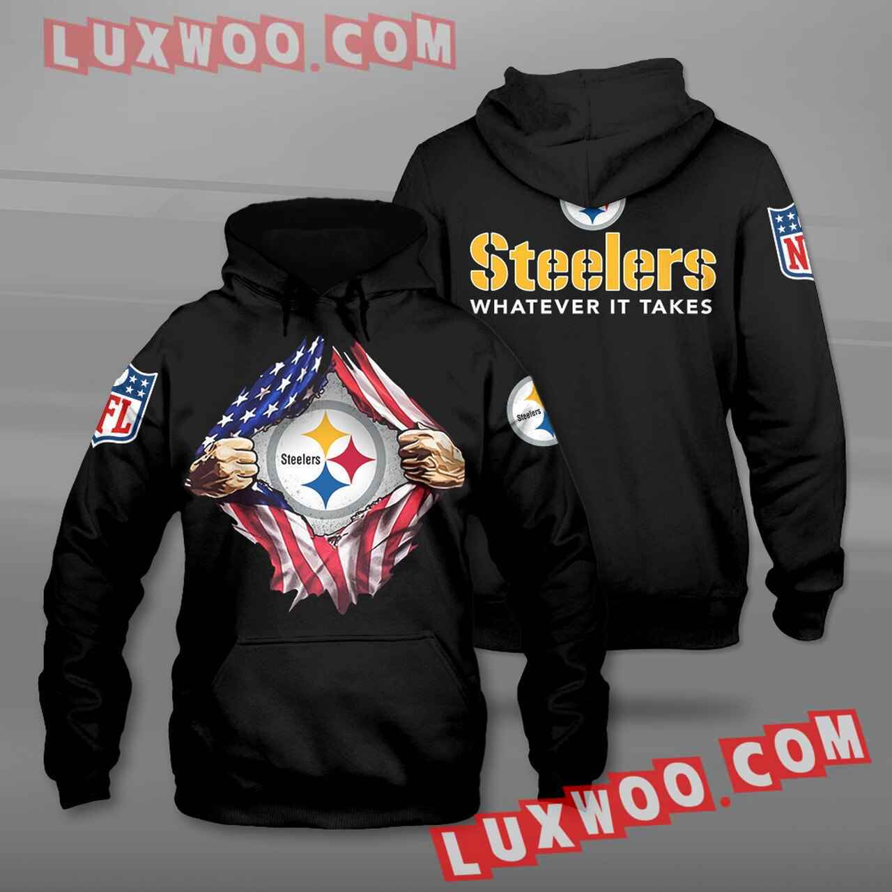 Nfl Pittsburgh Steelers Hoodies Custom All Over Print 3d Pullover Hoodie V36