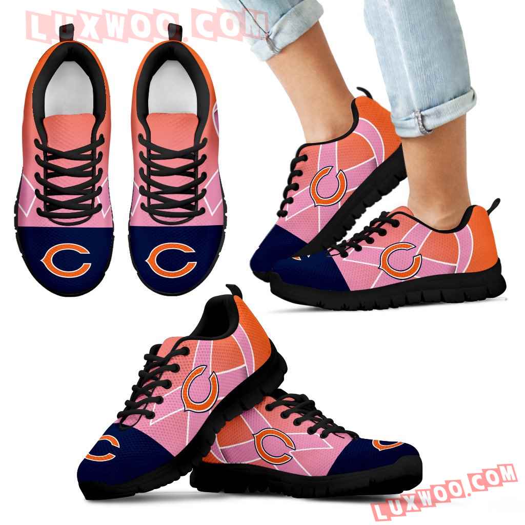 Chicago Bears Cancer Pink Ribbon Sneakers - Luxwoo.com