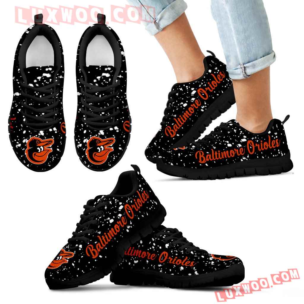 Christmas Snowing Incredible Pattern Baltimore Orioles Sneakers