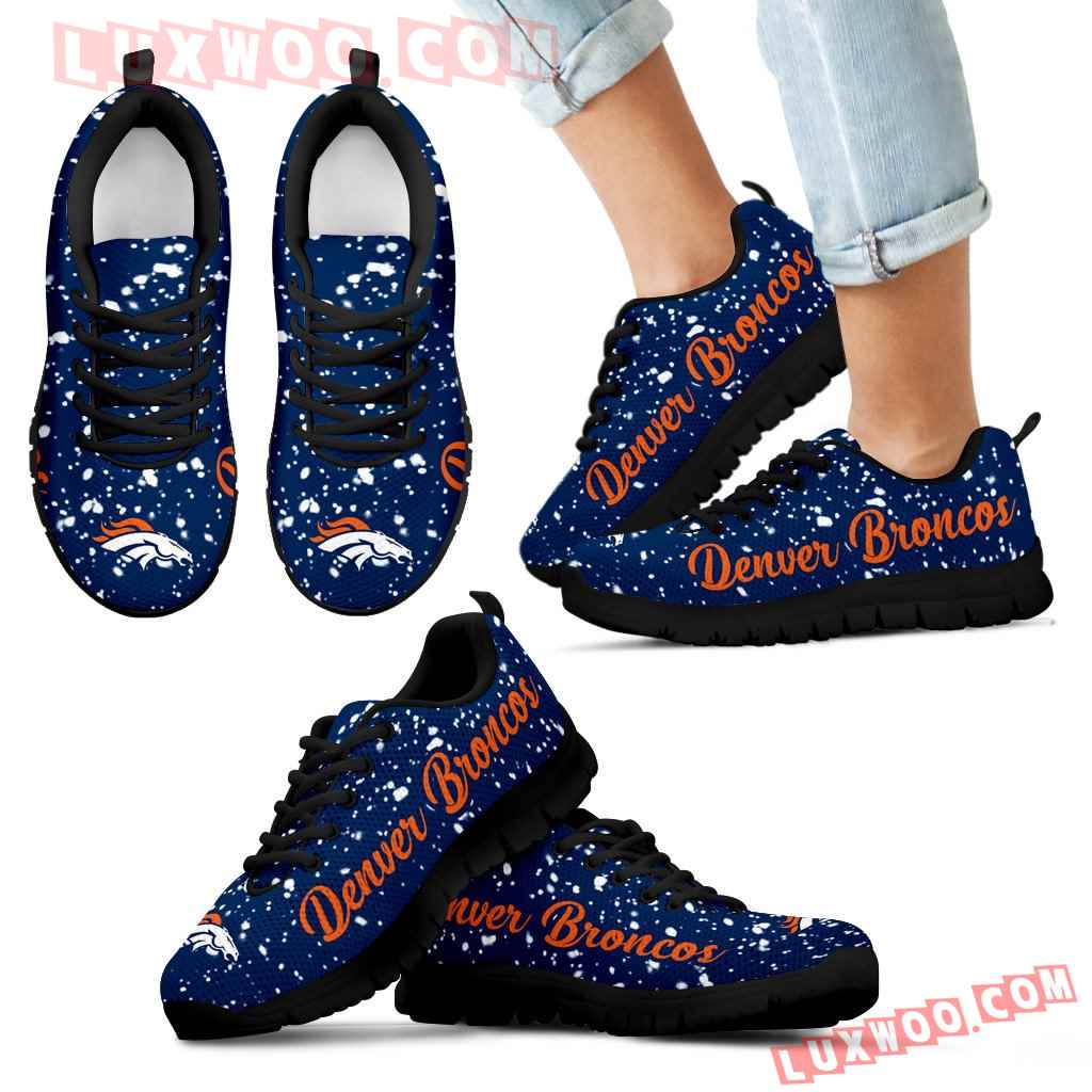 Christmas Snowing Incredible Pattern Denver Broncos Sneakers