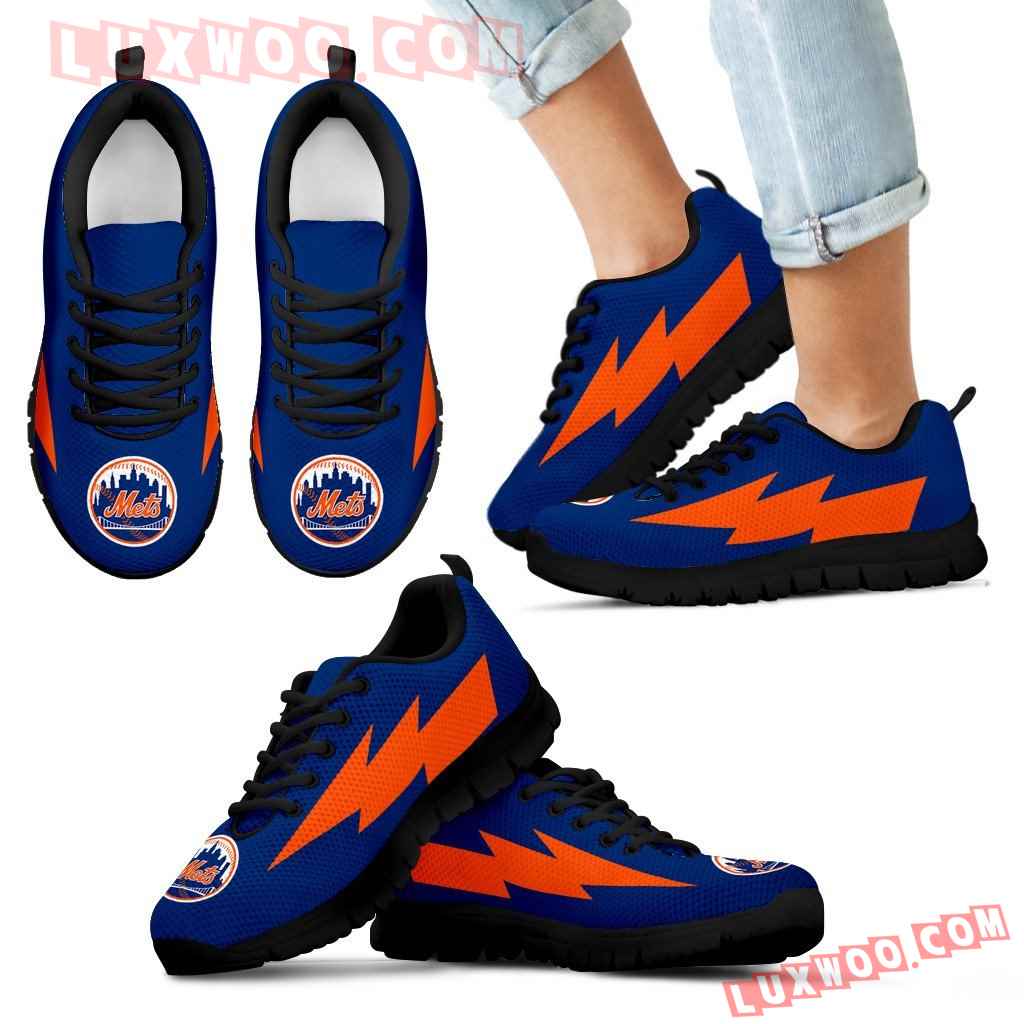 Cool Style New York Mets Sneakers Thunder Lightning Amazing Logo