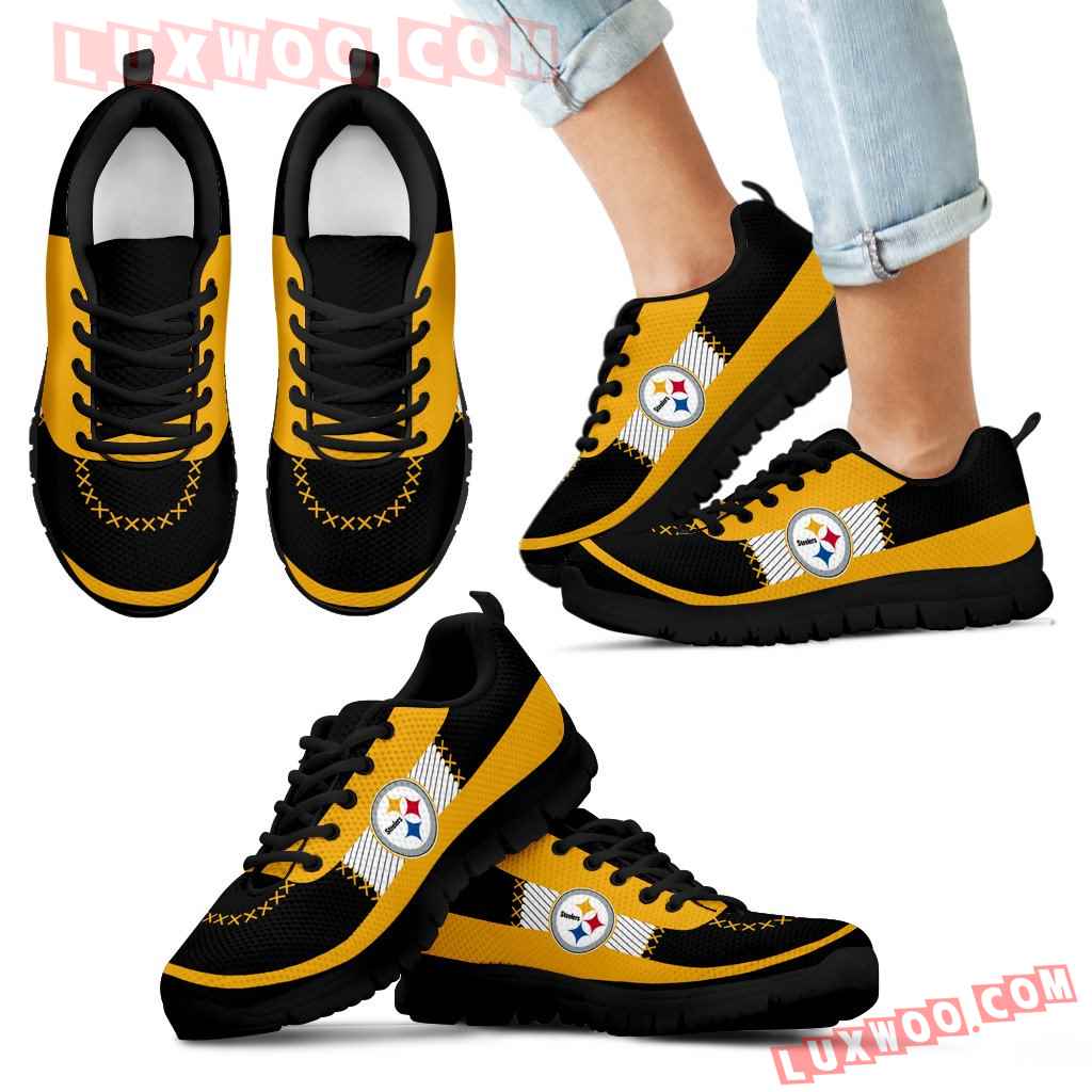 Cross Thread Seamless Beautiful Logo Pittsburgh Steelers Sneakers