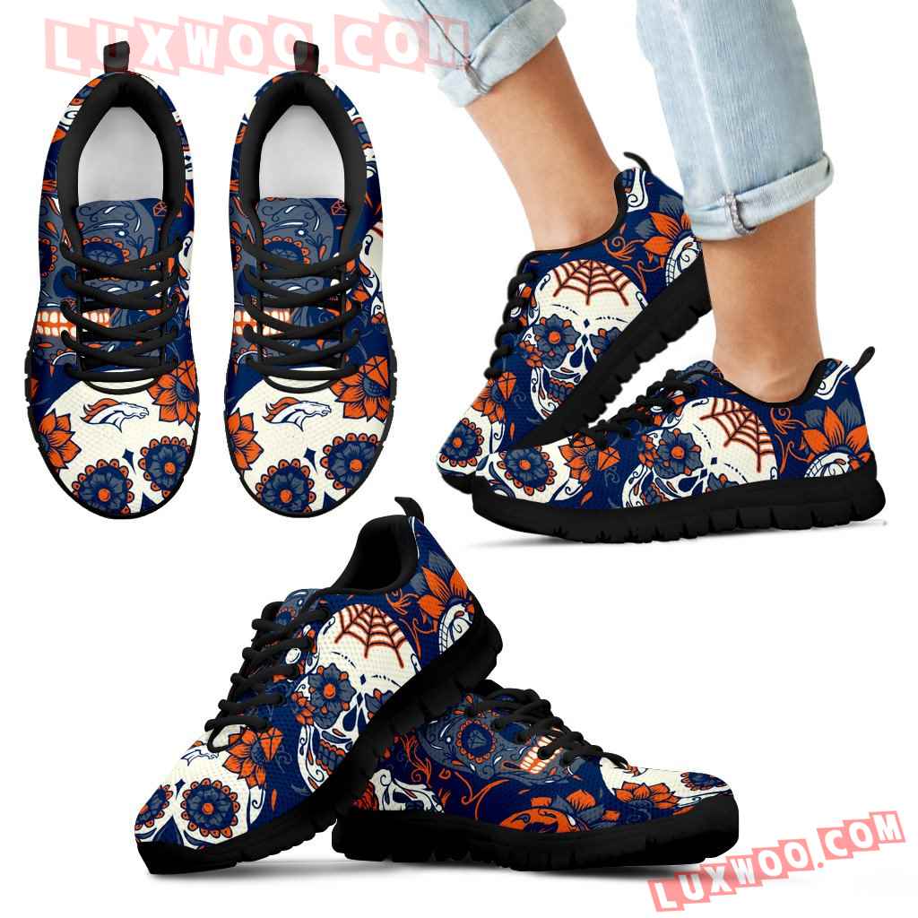 Denver Broncos Colorful Sugar Skull Sneakers