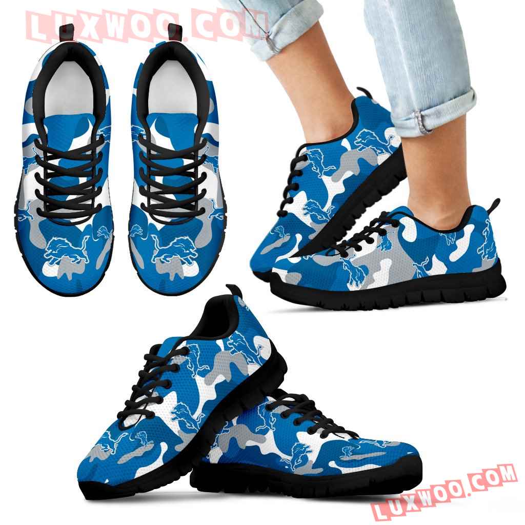 Detroit Lions Cotton Camouflage Fabric Military Solider Style Sneakers