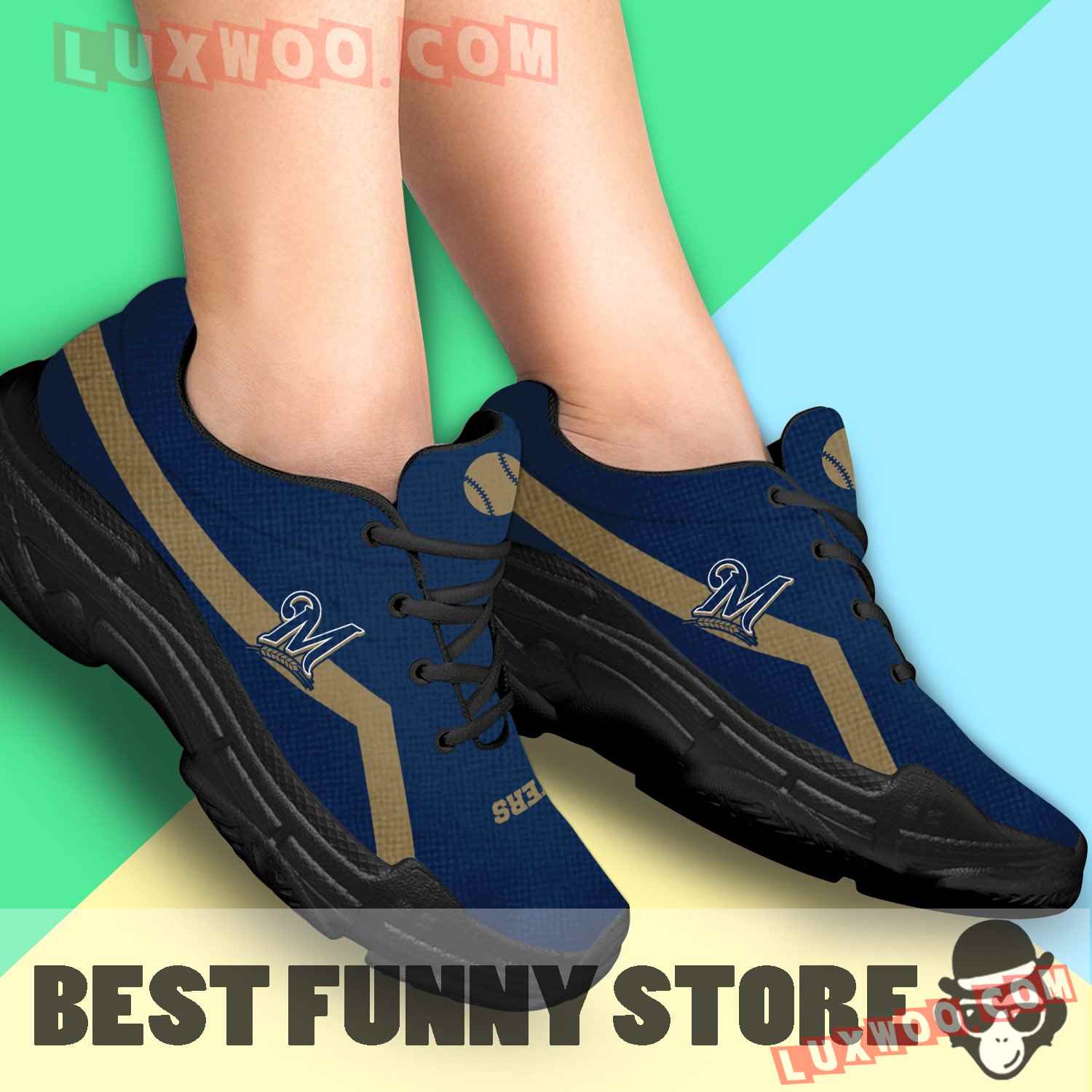 Edition Chunky Sneakers With Line Milwaukee Brewers Shoes - Luxwoo.com