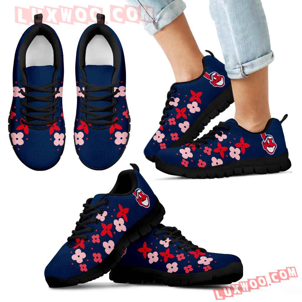 Flowers Pattern Cleveland Indians Sneakers