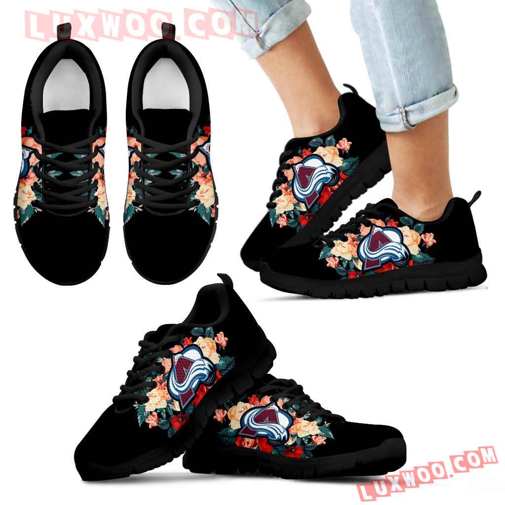 Gorgeous Flowers Background Insert Pretty Logo Colorado Avalanche Sneakers