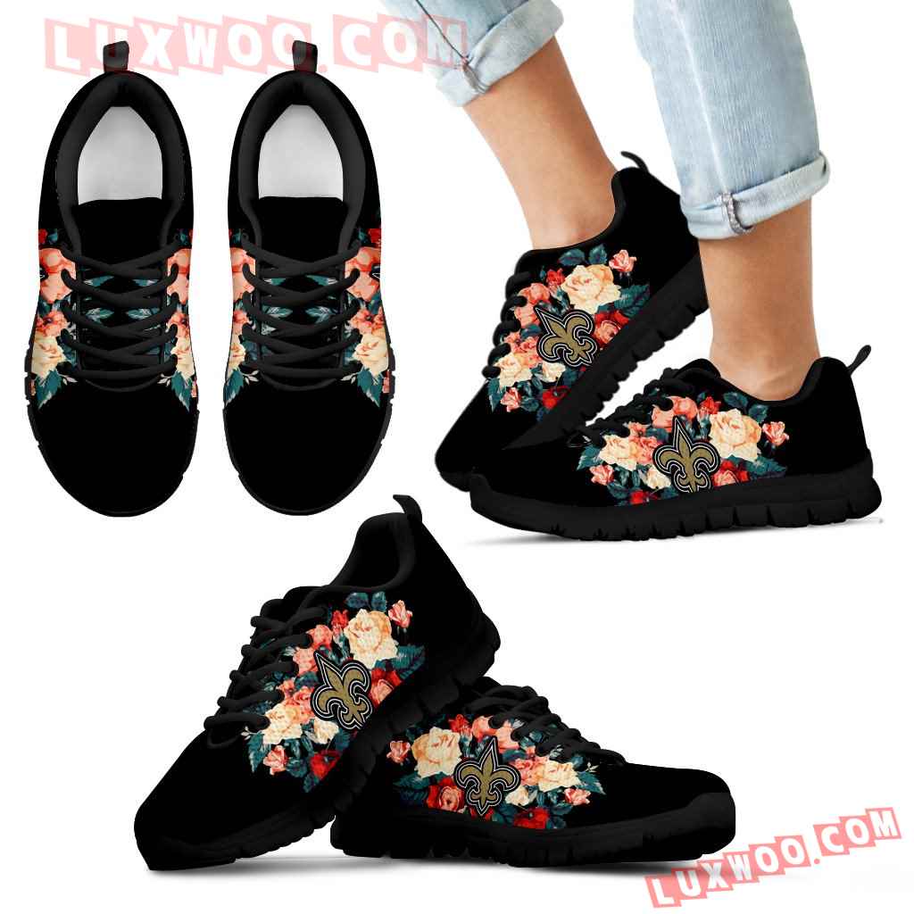 Gorgeous Flowers Background Insert Pretty Logo New Orleans Saints Sneakers